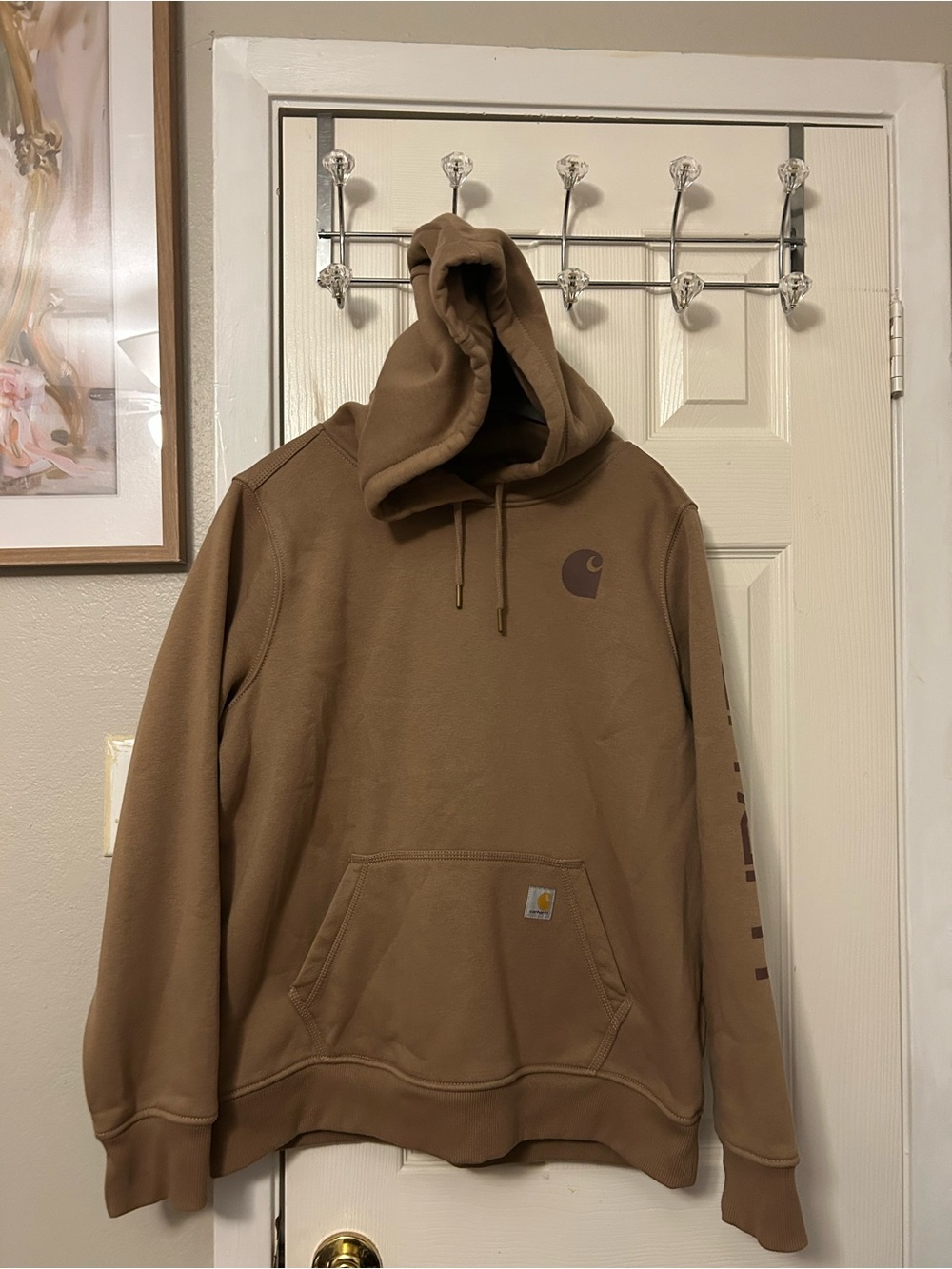 Youth Carhartt Brown Workwear Hooded Sweatshirt with Logo size 12-14(L) youth